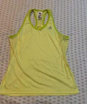 adidas Neon Yellow Racerback Mesh-Panel Tank Top thumbnail 1