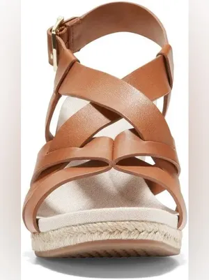 Cole Haan Crystal Honey Leather Espadrille Wedge Sandals Size 8 $150 thumbnail 3