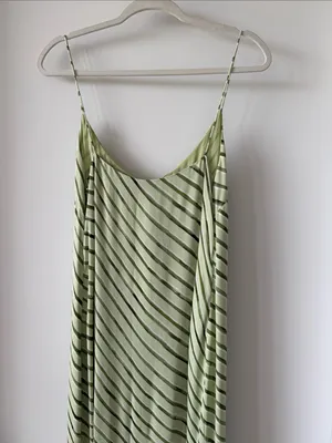 Summer Away Green Striped Slip Dress - Lightweight Summer Maxi thumbnail 4