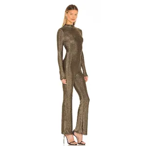 Revolve Superdown Metallic Nissa Open Back Flare Leg Jumpsuit, M thumbnail 3