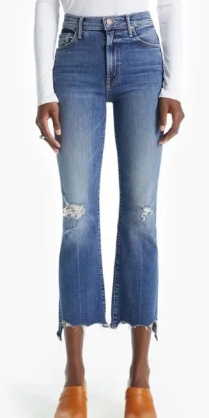 Mother | the insider crop step chew jeans in dancing on coals wash thumbnail 1
