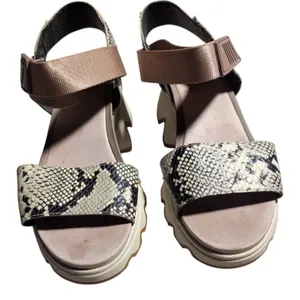 Sorel Kinetic Impact Mauve Vapor Snakeskin Printed Leather and Nylon Sandals 7 thumbnail 2