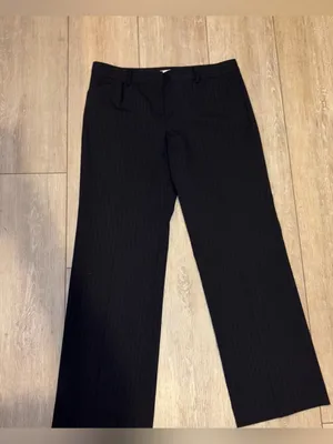 Anne Klein Wool Blend Charcoal Pinstripe Wide Leg Dress Pants 14 thumbnail 6