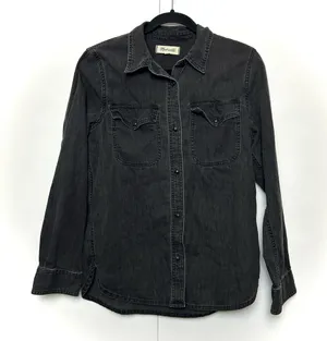 Madewell Denim Button Up Shirt in Lunar Wash Ash Black thumbnail 2