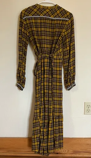 Anthropologie Dalton Plaid Wrap Midi Dress Size: S thumbnail 6