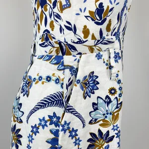 NWOT Farm Rio Linen Blend Floral Print Romper Blue Size XS thumbnail 6
