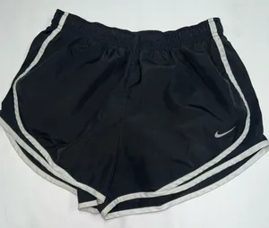 Nike Dri Fit Tempo Shorts Womens Medium Black White Trim Brief Lined Running B thumbnail 1