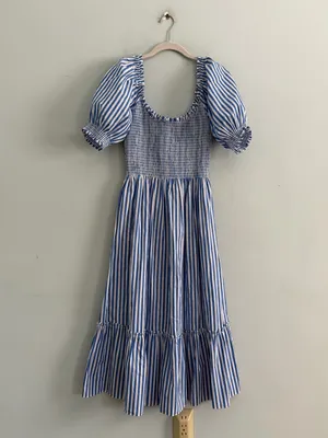 NWT Hill House Home Louisa Nap Blueberry Stripe Midi Dress thumbnail 2
