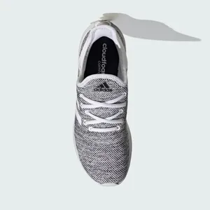 Adidas Sz 8 Cloudfoam Pure White Black Pull On Knit Athletic Sock Sneakers thumbnail 2