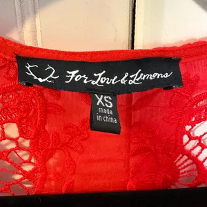 For‎ Love & Lemons Red Lace Maxi Dress Deep V-Neck High Slit XS thumbnail 5