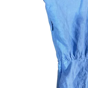 Zara Linen Blend Faux Wrap Long Sleeve Romper Blue Coastal Lughtweight Size M thumbnail 4