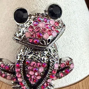Pink Rhinestone Frog Brooch Pink thumbnail 6