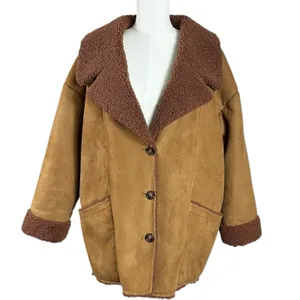 Free People Western Bohemian Retro 70s Faux Sherpa Suede Diogo Coat Size Medium thumbnail 5