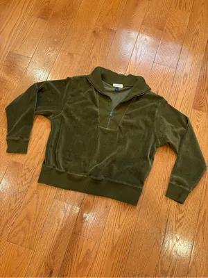 Universal Threads Olive Green Corduroy Quarter Zip Pullover Sweatshirt XL Cozy Fall Gorpcore thumbnail 2