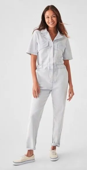 Faherty Blythe Jumpsuit Coverall Light Indigo Wash Denim‎ size xs thumbnail 1