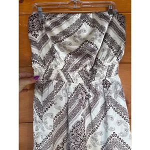 NWT Lulus Western Direction Ivory Scarf Print Satin Strapless Jumpsuit Cruise L thumbnail 5
