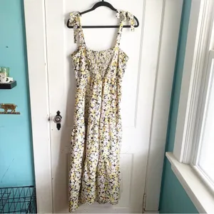 Social Standard by Sanctuary Tiered Yellow Floral Long Dress Smocked Back XL thumbnail 3