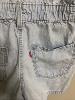 Levis Light Wash Denim Heritage Romper Button Front Short Sleeve Jumpsuit Small thumbnail 3