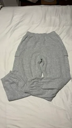 Aerie Grey Waffle Cargo Knit Joggers thumbnail 3