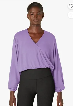 Beyond Yoga Wrapped Up Purple Pullover‎ Size: S thumbnail 1