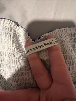 Abercrombie & Fitch Blue Floral‎ Puff Sleeve Crop Top Smocked Pleated L thumbnail 9
