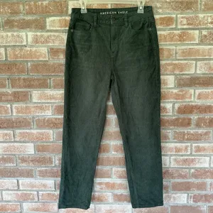 American Eagle Mom Straight Corduroy Pants Size 4 Teal Green 90s Retro Indie thumbnail 3