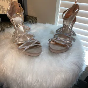 Material Girl Elegant Tan Strappy Heels thumbnail 7