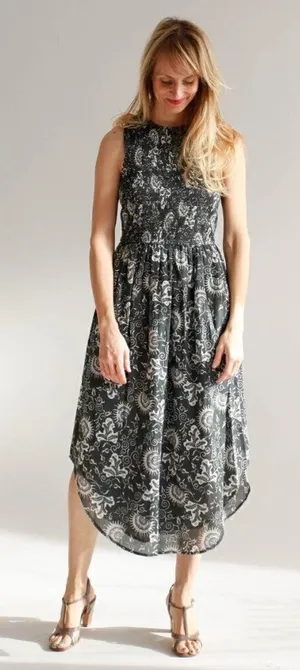 Ulla Johnson‎ Gili Gray & White Floral Smocked Midi Dress 4 thumbnail 1