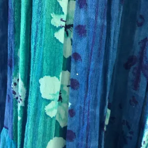 Vintage Blue Mermaidcore Floral Patchwork Bohemian Hippie Festival Maxi Skirt XL thumbnail 7