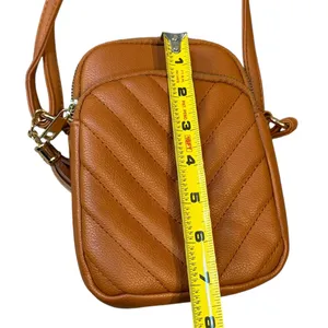 Boutique Womens Zipper Pocket‎ Crossbody Purse Caramel Brown Faux Leather Travel thumbnail 7
