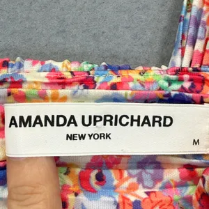 Amanda Uprichard Floral Pleated Romper Tie Shoulder Square Neck Multicolor M thumbnail 2