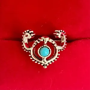Navajo Turquoise Titanium Steel Silver Ring Size 6 thumbnail 2