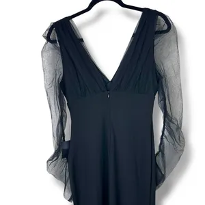 NEW Lulus Red Carpet Energy Black Tulle Long Sleeve Mermaid Maxi Dress Small thumbnail 9