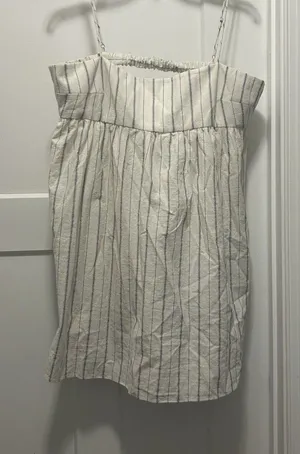 Zara Rustic Romper Play Suit Women’s Size XXL White Striped Concert Festival thumbnail 1