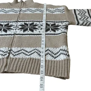 Le Lis Collection Womens Fair Isle Quarter Zip Sweater Tan‎ Brown Nordic M thumbnail 7