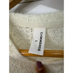 Commense Cream Lace Knit Long Sleeve Crew Neck Fuzzy Top NWOT thumbnail 11