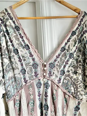 Anthropologie Let Me Be Floral Embroidered Lace Long Sleeve Bohemian Maxi Dress thumbnail 9