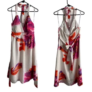 BISOU BISOU Michele Bohbot White/Pink/Orange Dress Size‎ 4 thumbnail 2