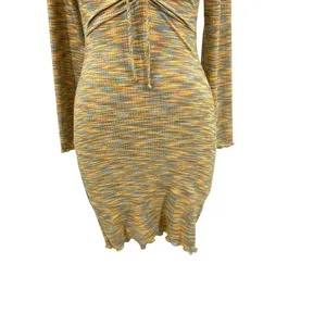 Lisa Says Gah Lotta Long Sleeve Ribbed Space Dye‎ Minidress In Honeydew Size XS thumbnail 7