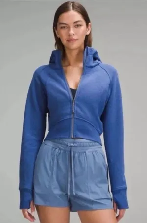 lululemon Blue Heather Oasis Scuba Full Zip Cropped Hoodie size 8 thumbnail 1