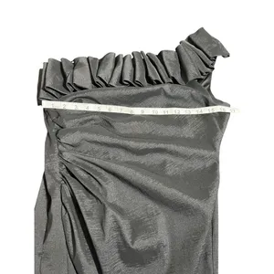 S.L. Fashions Black One Shoulder Ruffle Ruched Cocktail Dress Size 14 thumbnail 6