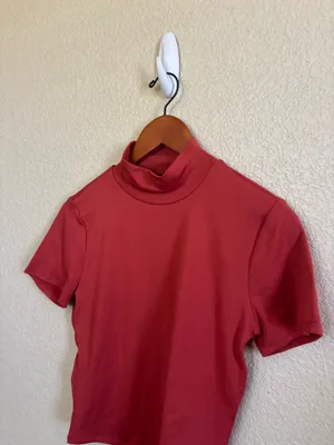 Red mock neck t thumbnail 2