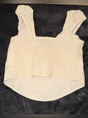 Aerie Cropped Corset Puff Sleeve Smocked Back Top Size Medium New with tag thumbnail 2