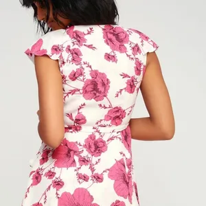 NWT Free People French Quarter Wrap Mini Dress‎ Medium Ivory Pink thumbnail 4