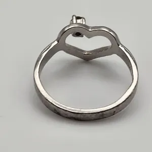 14K White Gold Plated Heart & CZ Ring (5) thumbnail 6
