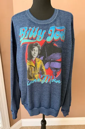 Billy Joel Graphic Crewneck Sweatshirt - Navy Blue thumbnail 1