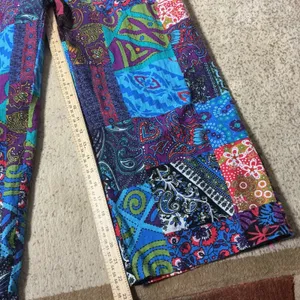 Boho Patchwork Wide Leg Festival Jumpsuit Multi Color Paisley Floral Print‎ Sz M thumbnail 2