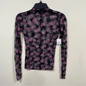 NWT Free People Lady Lux Printed Layering Top in Black Combo S Floral thumbnail 8