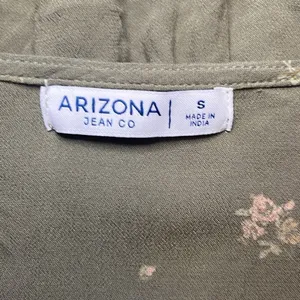 Arizona Jeans Green Pink Floral Peplum Crop Top Long Sleeve‎ Small Boho Y2K 90's thumbnail 5