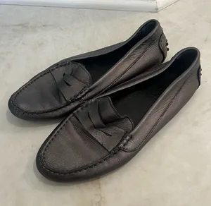 M.Gemi Gunmetal Mettalic Pastoso Driving Moc Loafers Size 39.5 thumbnail 1